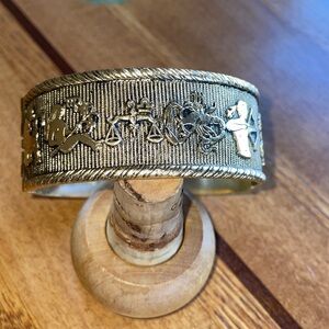Vintage Zodiac Bracelet Hinged Cuff Bracelet Unisex Astrology star sign